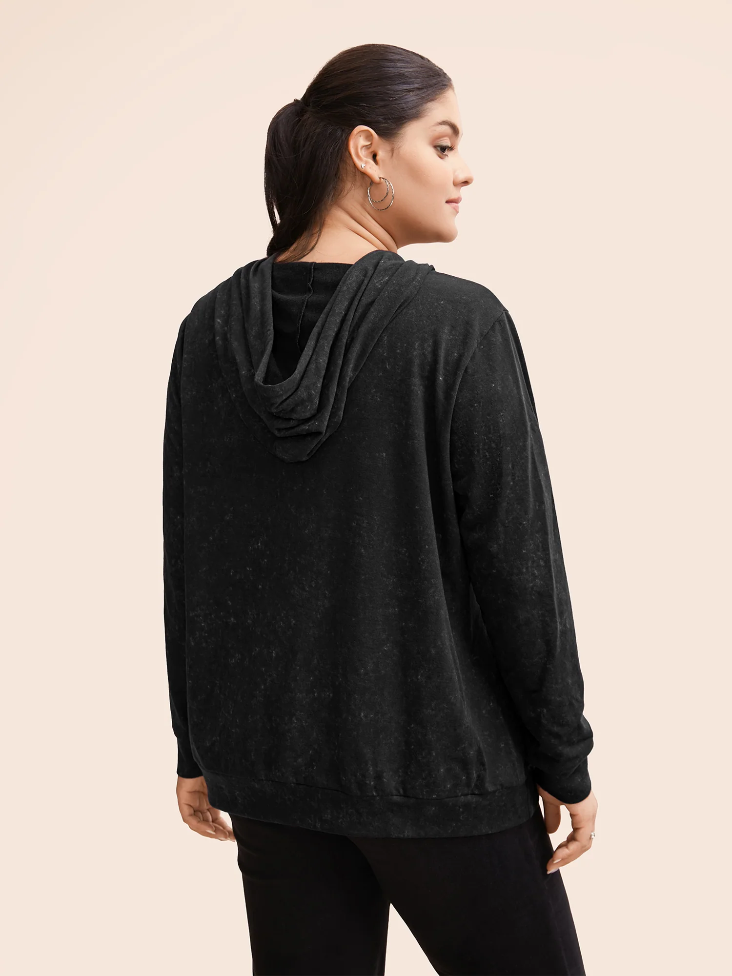 Hooded Ties Pocket Elastic Cuffs Sweatshirt - Image 12