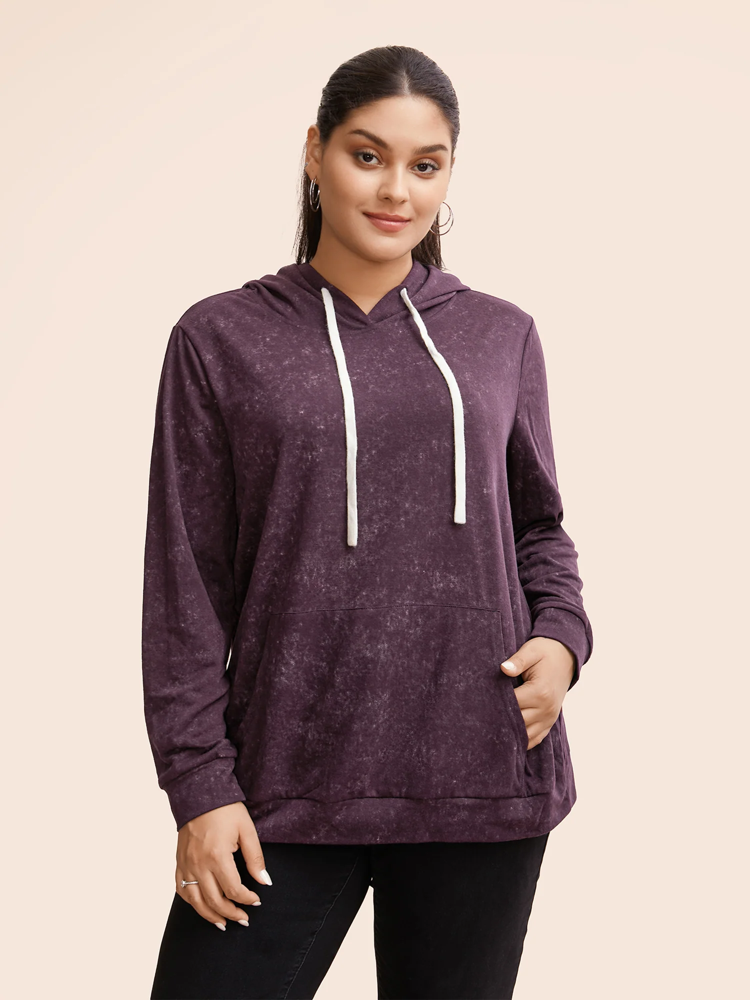 Hooded Ties Pocket Elastic Cuffs Sweatshirt - Image 13