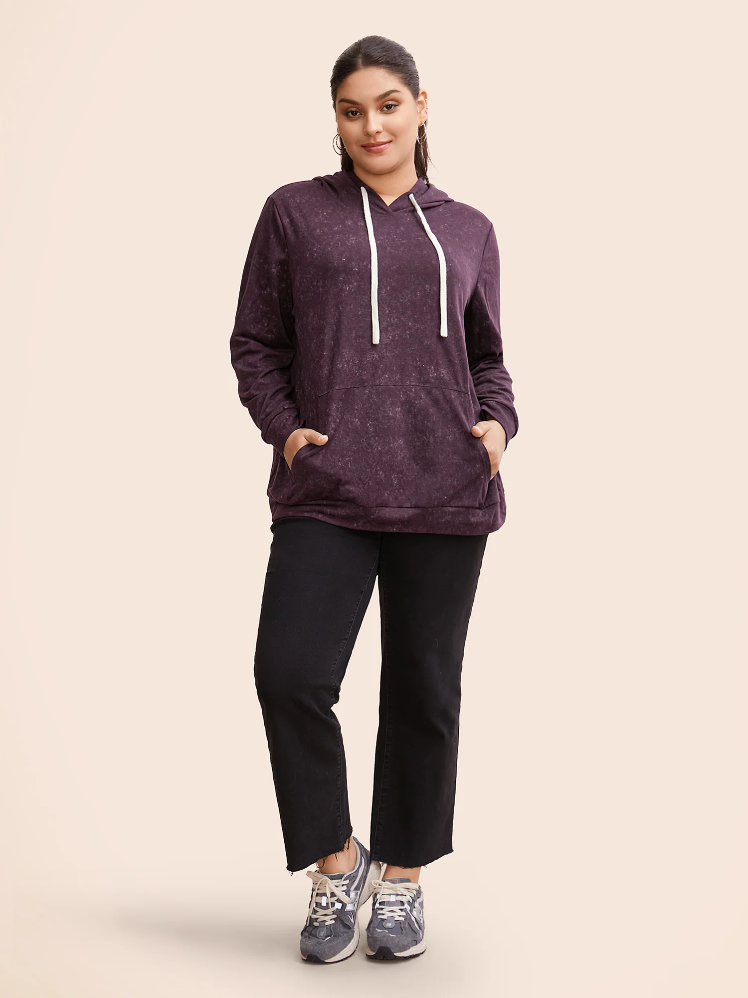 Hooded Ties Pocket Elastic Cuffs Sweatshirt - Image 14