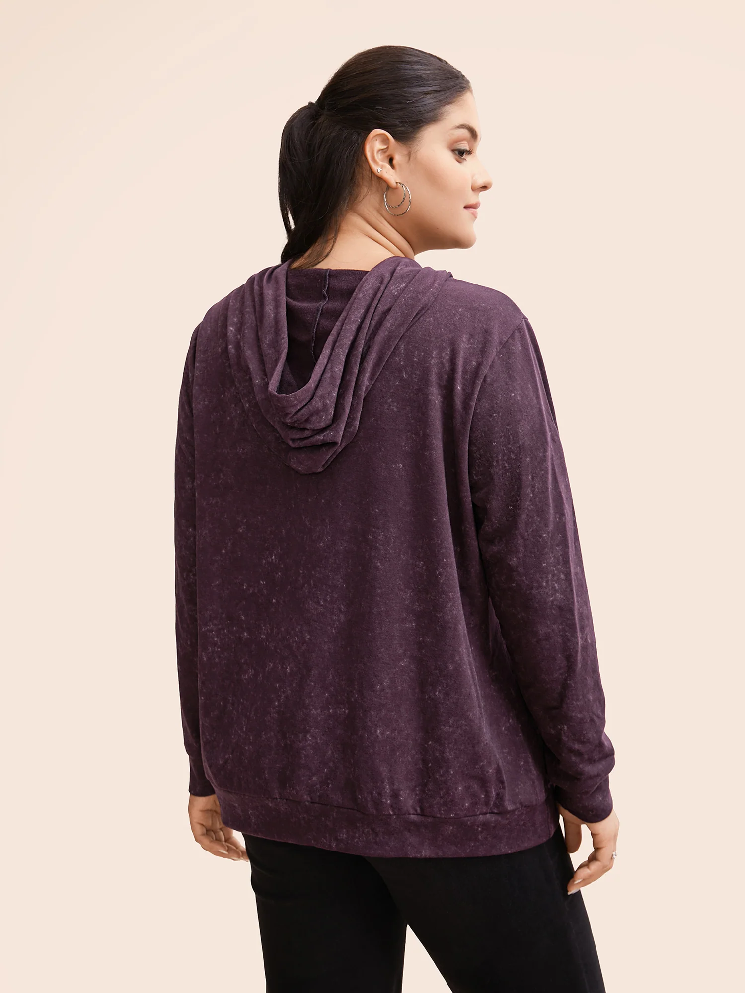 Hooded Ties Pocket Elastic Cuffs Sweatshirt - Image 16