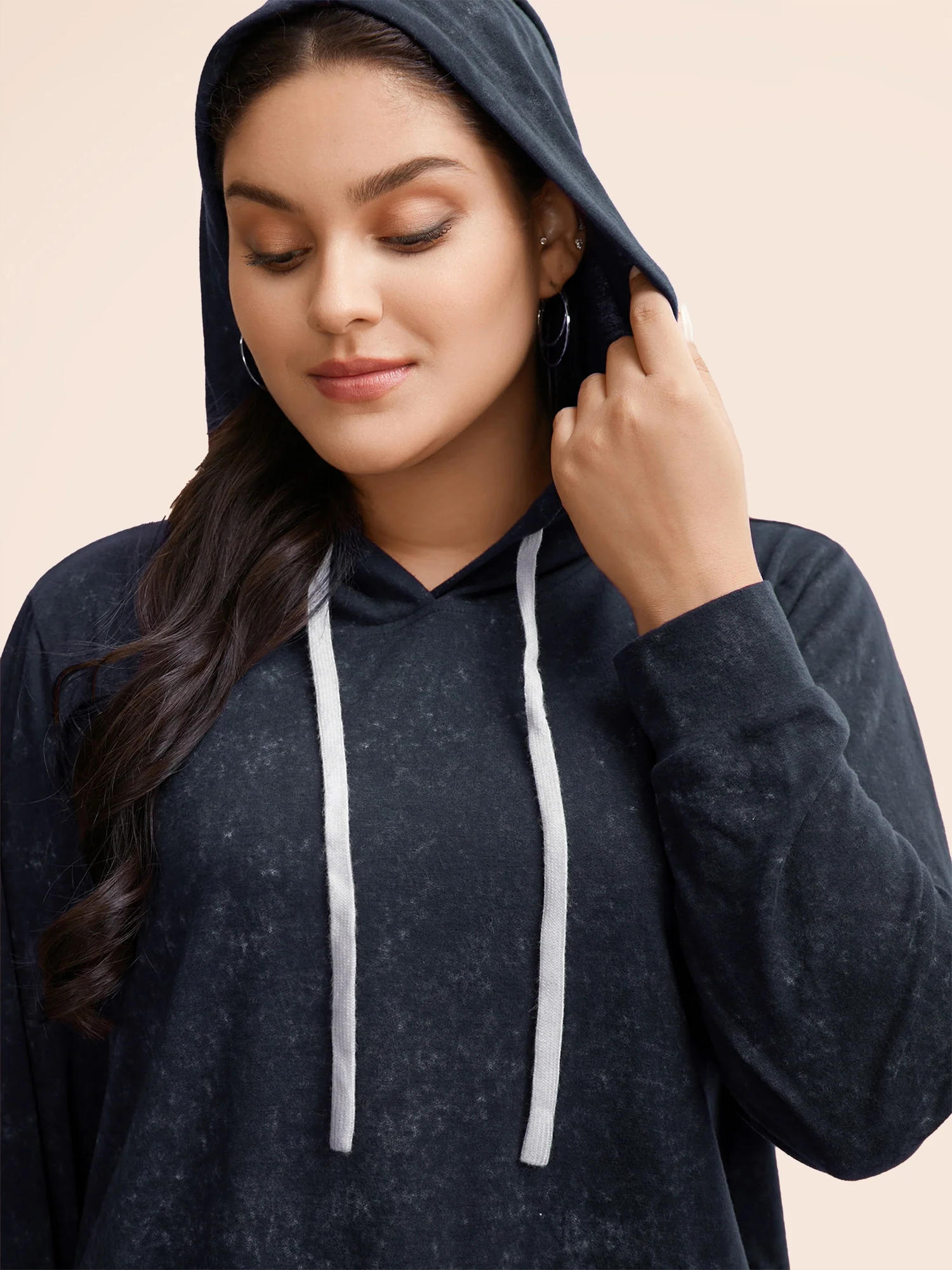 Hooded Ties Pocket Elastic Cuffs Sweatshirt - Image 3