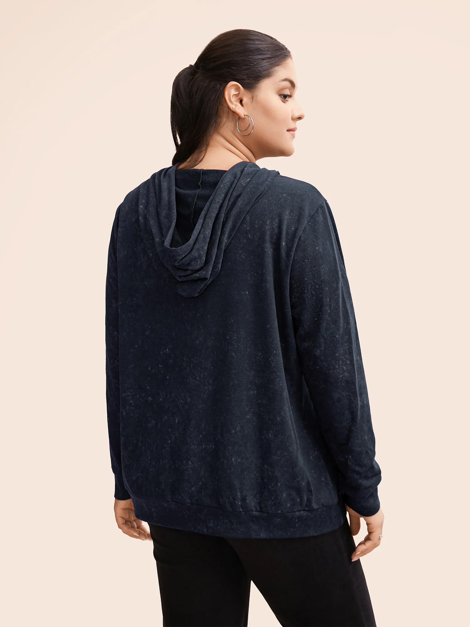 Hooded Ties Pocket Elastic Cuffs Sweatshirt - Image 4