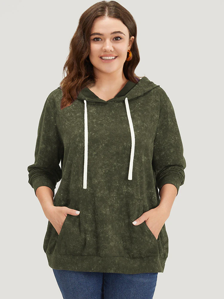 Hooded Ties Pocket Elastic Cuffs Sweatshirt - Image 5