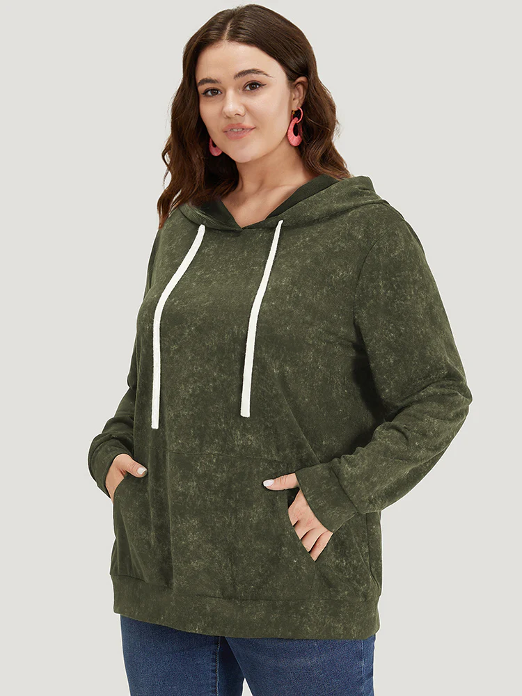 Hooded Ties Pocket Elastic Cuffs Sweatshirt - Image 7