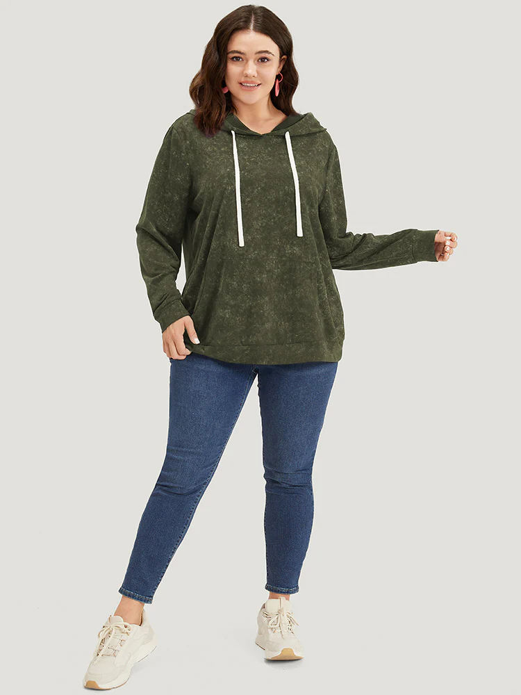 Hooded Ties Pocket Elastic Cuffs Sweatshirt - Image 8