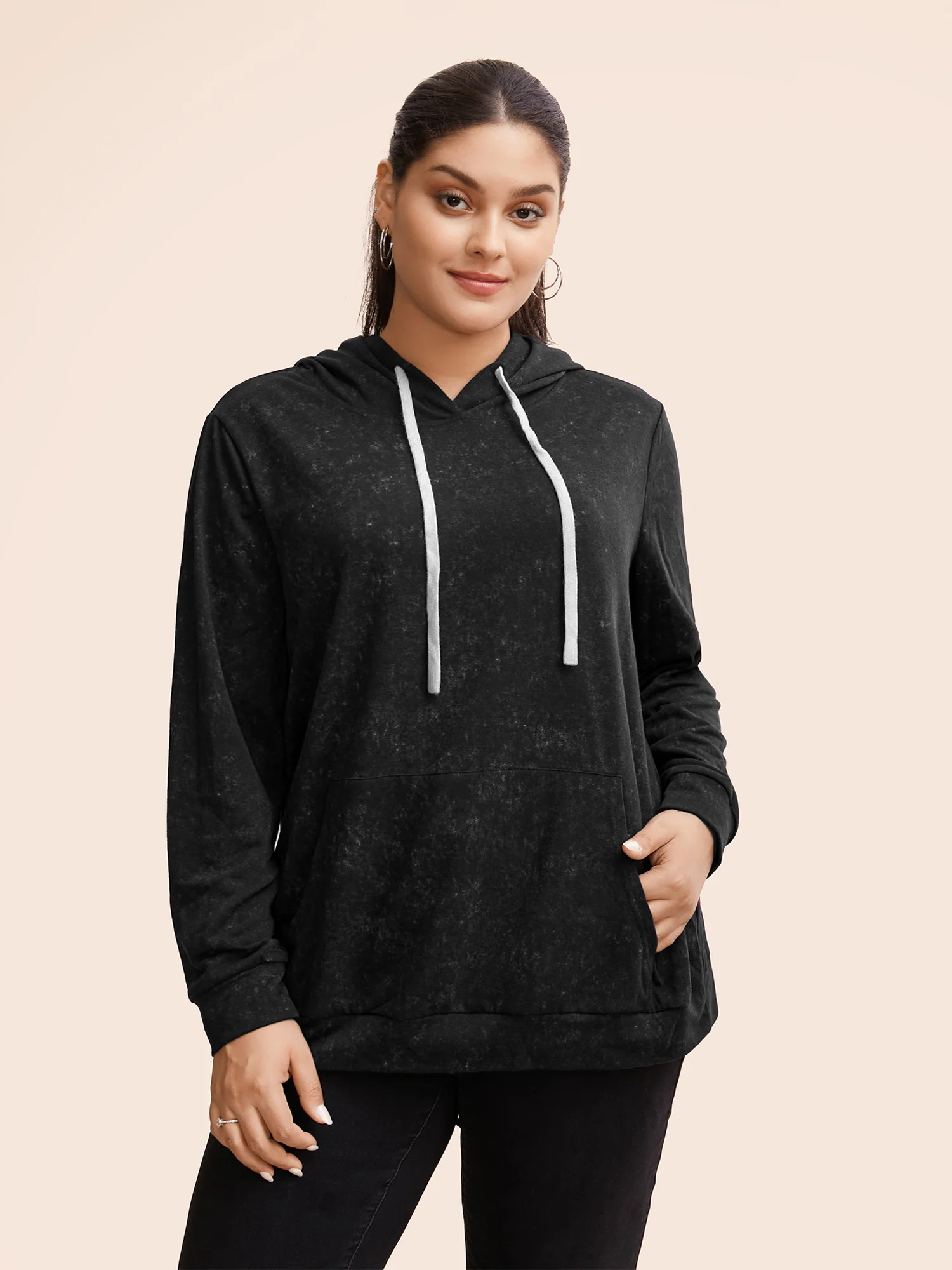Hooded Ties Pocket Elastic Cuffs Sweatshirt - Image 9