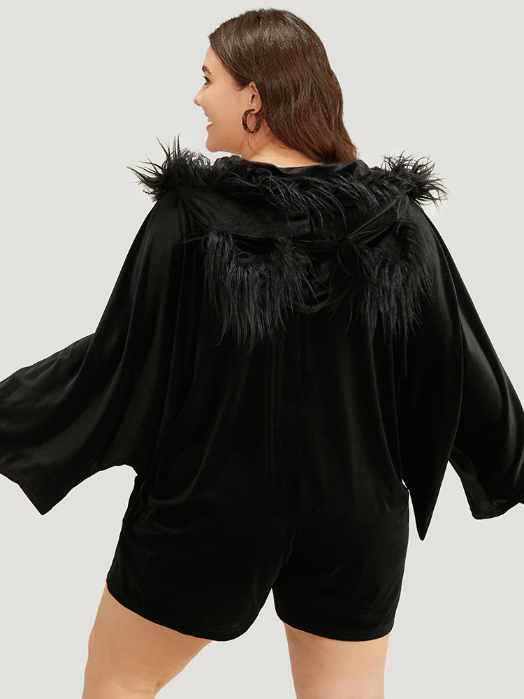 Spooky Hooded Zipper Dolman Sleeve Lounge Jumpsuit - Image 3