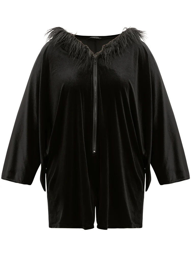 Spooky Hooded Zipper Dolman Sleeve Lounge Jumpsuit - Image 9