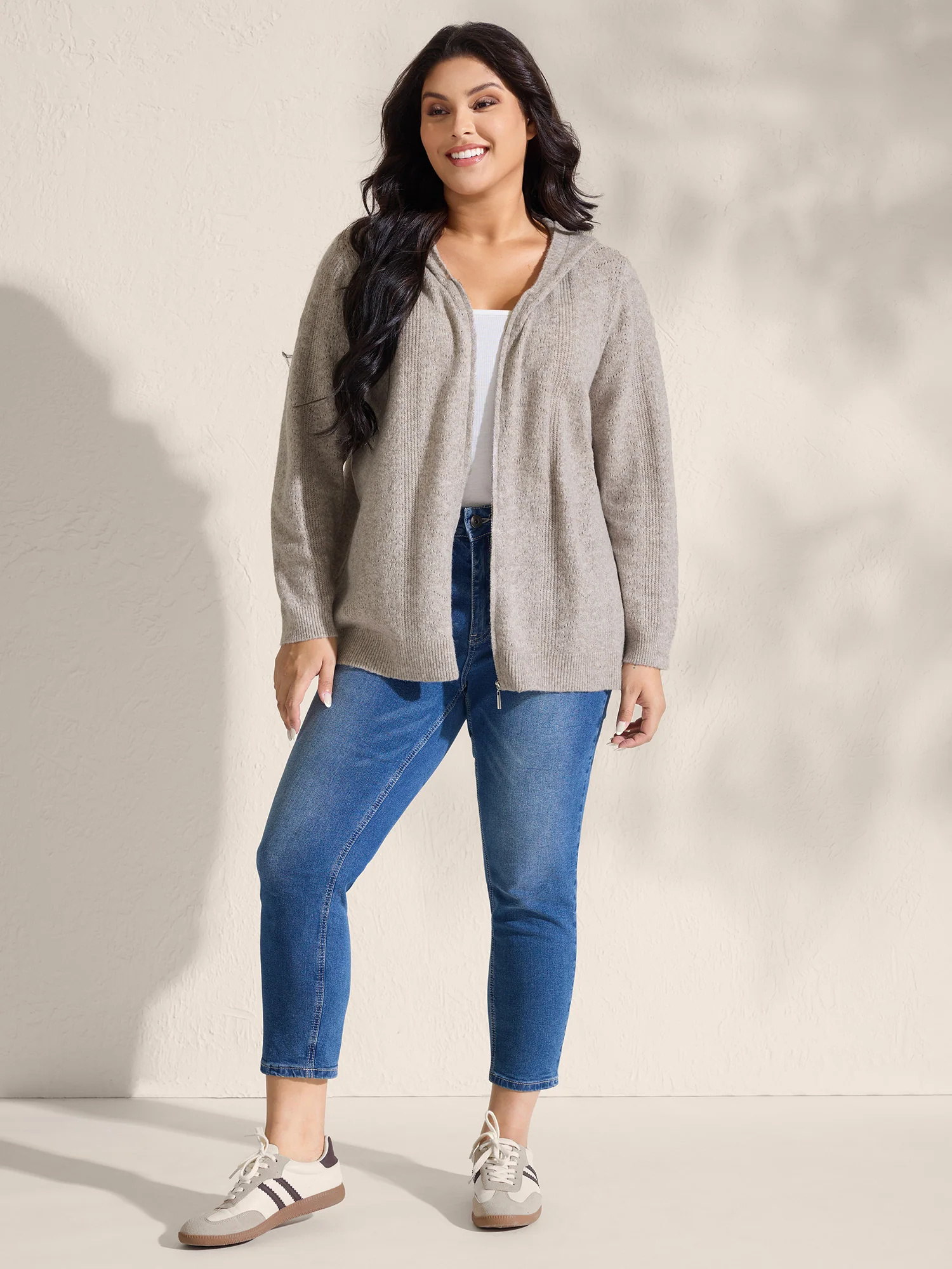 Hooded Zipper-Front Knit Cardigan - Image 4