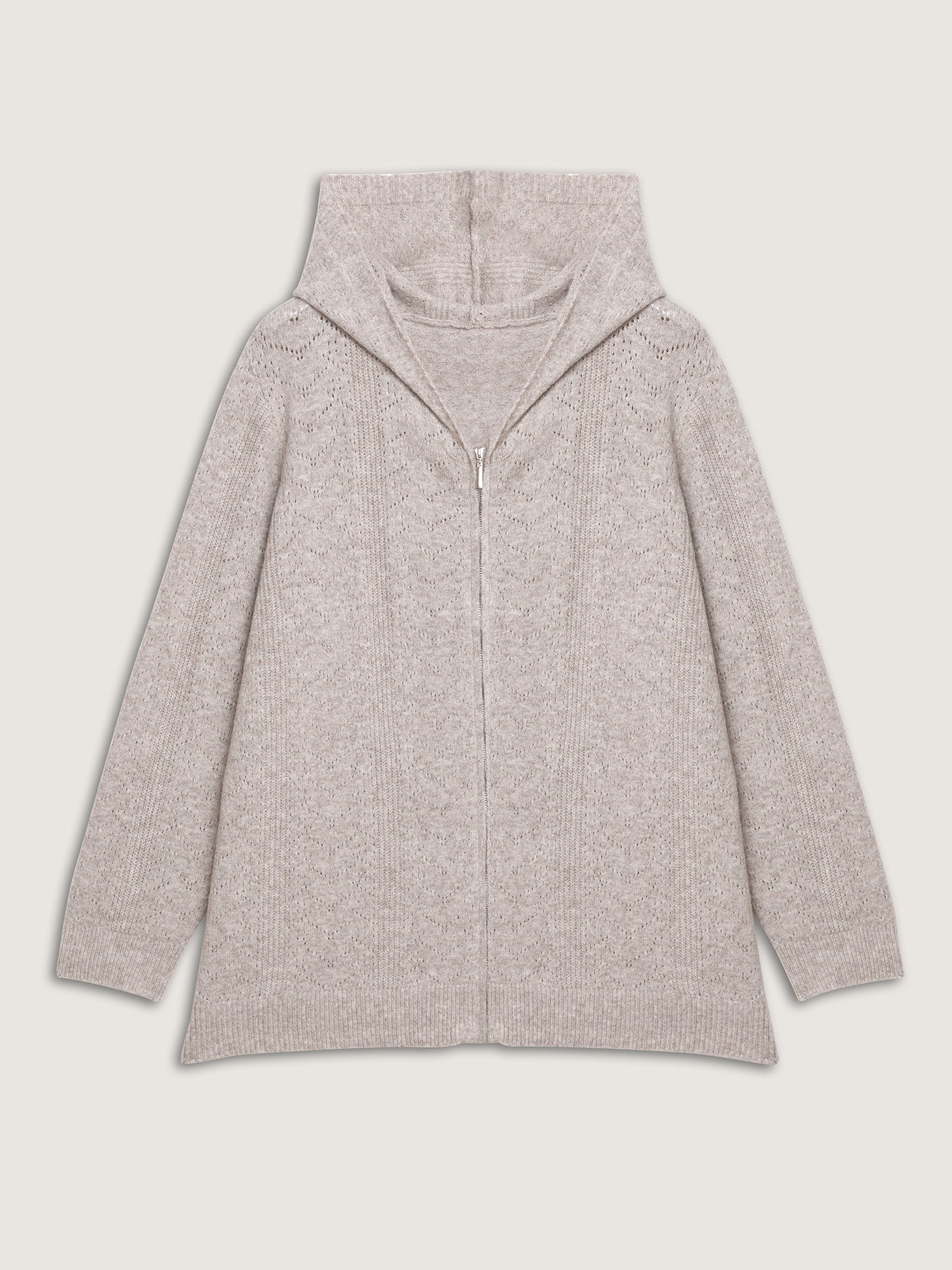 Hooded Zipper-Front Knit Cardigan - Image 8