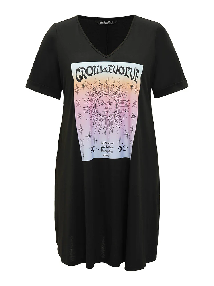 Supersoft Essentials Horoscope Print Pocket Roll Sleeve Dress - Image 10