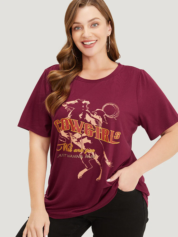 Horse & Letter Print Graphic Drop Shoulder T-shirt - Image 3