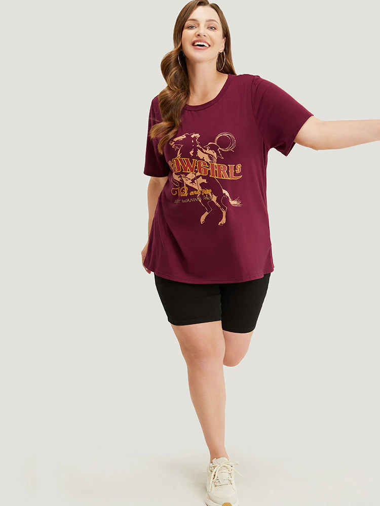 Horse & Letter Print Graphic Drop Shoulder T-shirt - Image 6