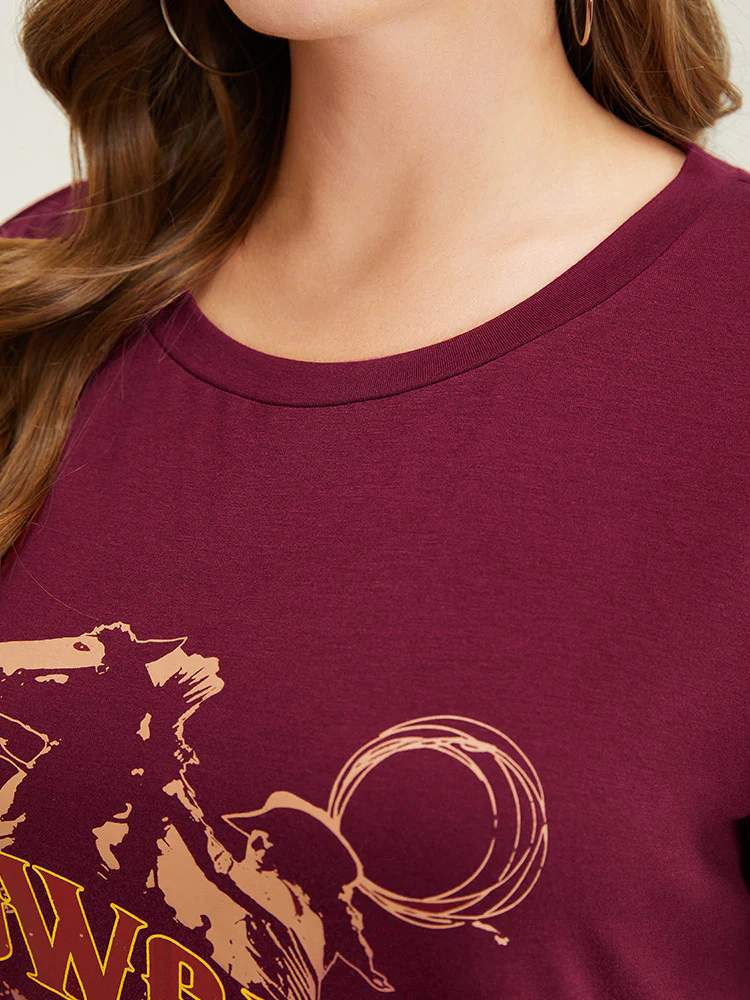 Horse & Letter Print Graphic Drop Shoulder T-shirt - Image 7