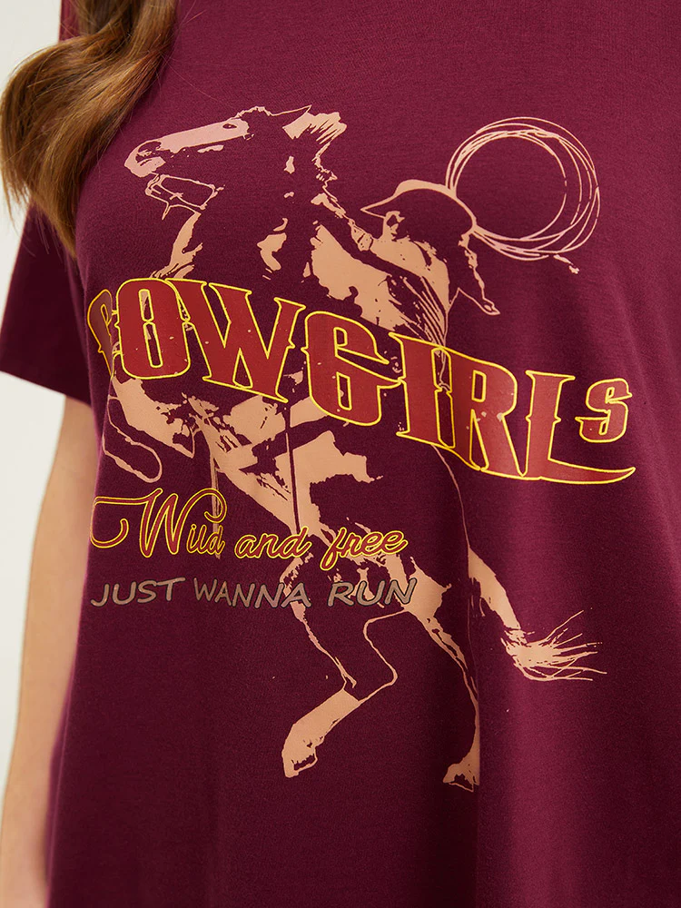 Horse & Letter Print Graphic Drop Shoulder T-shirt - Image 8