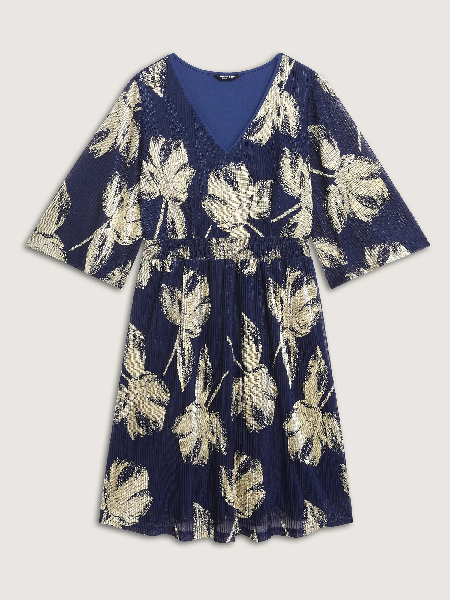 Hot Stamped Fall Leaf Shirred Mini Dress - Image 5