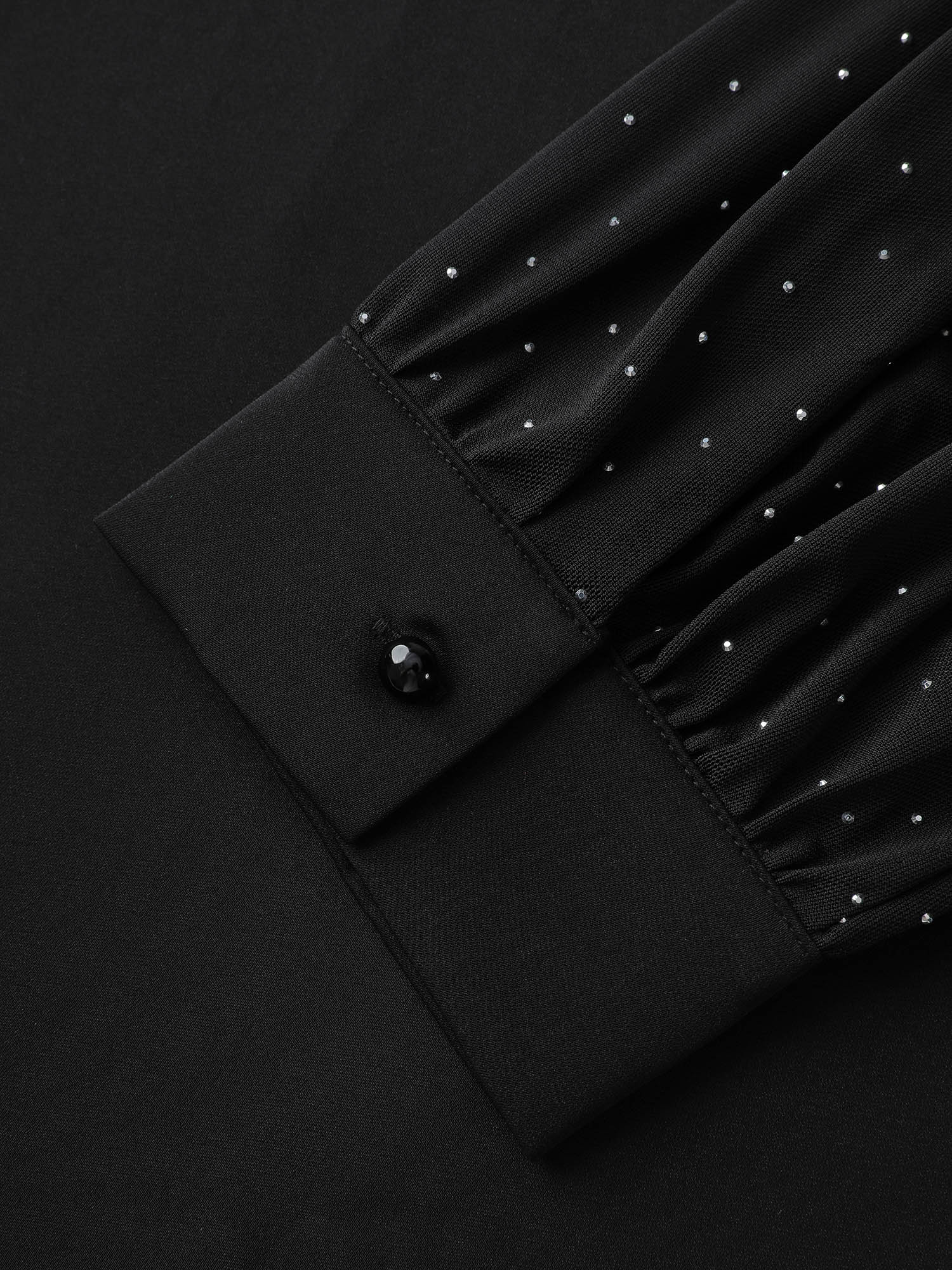 Hotfix Rhinestones Sheer Blouse - Image 7