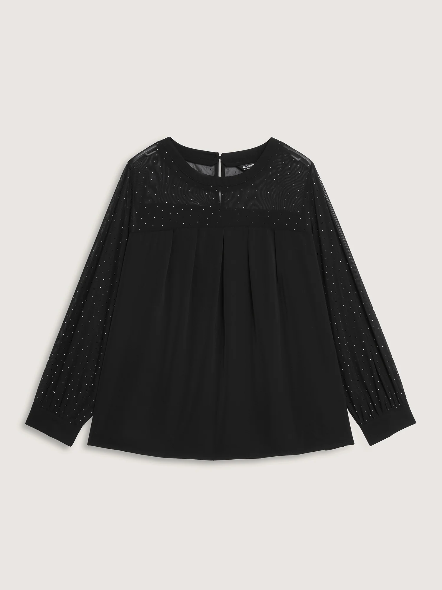 Hotfix Rhinestones Sheer Blouse - Image 8