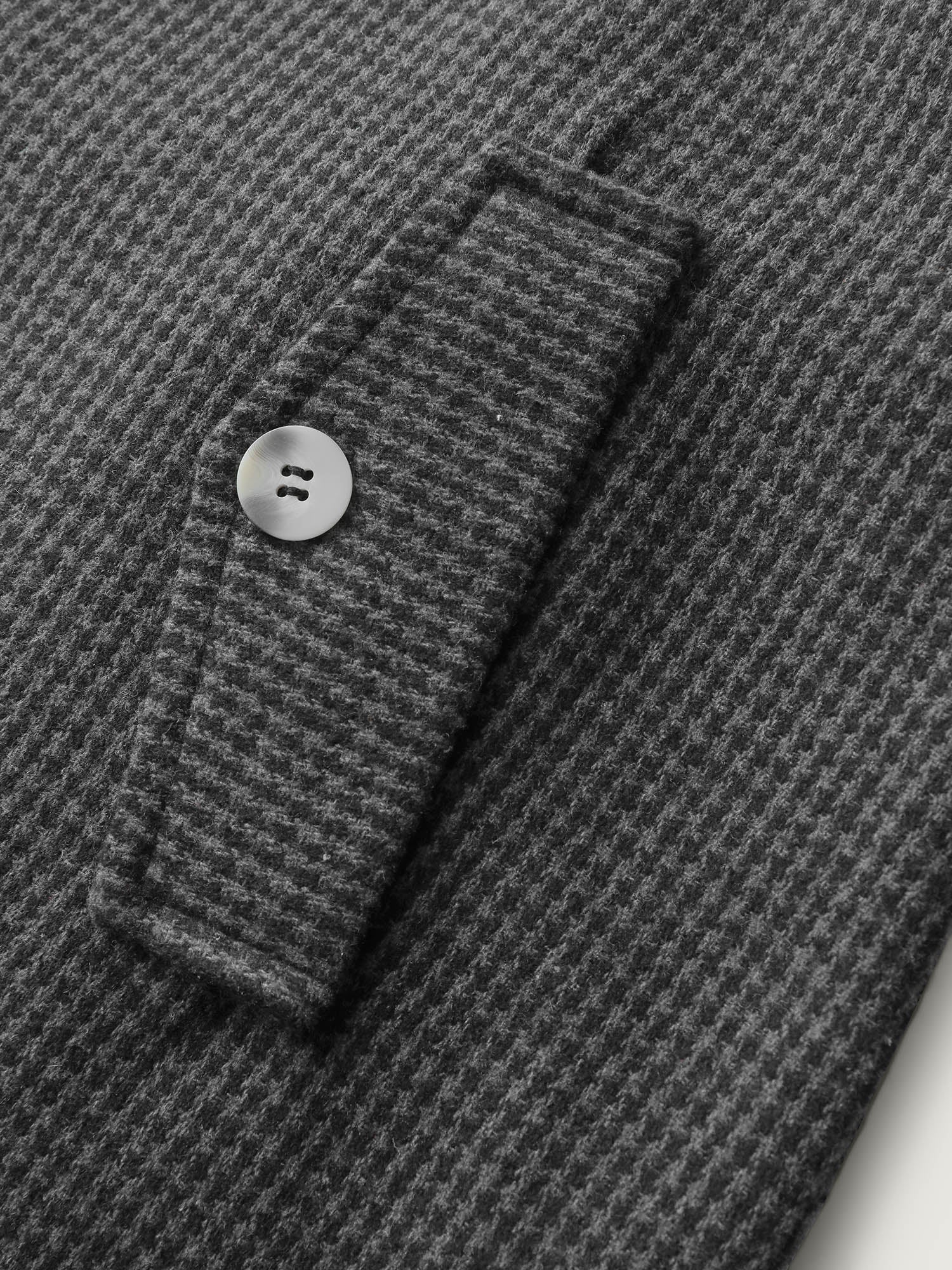 Houndstooth Button Detail Belted Coat - Image 5