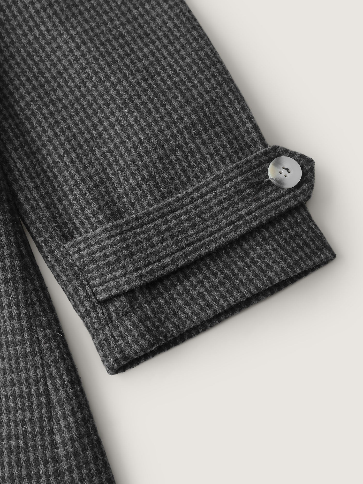 Houndstooth Button Detail Belted Coat - Image 6