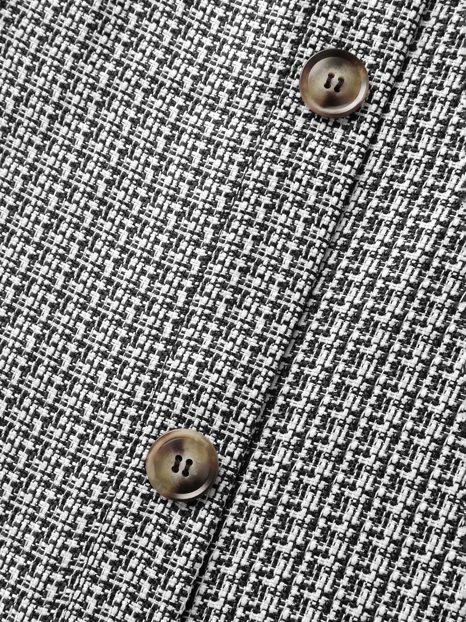Houndstooth Button Detail Pockets Knee Dress - Image 5