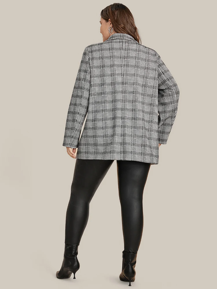 Houndstooth Flap Pocket Open Front Coat - Image 3