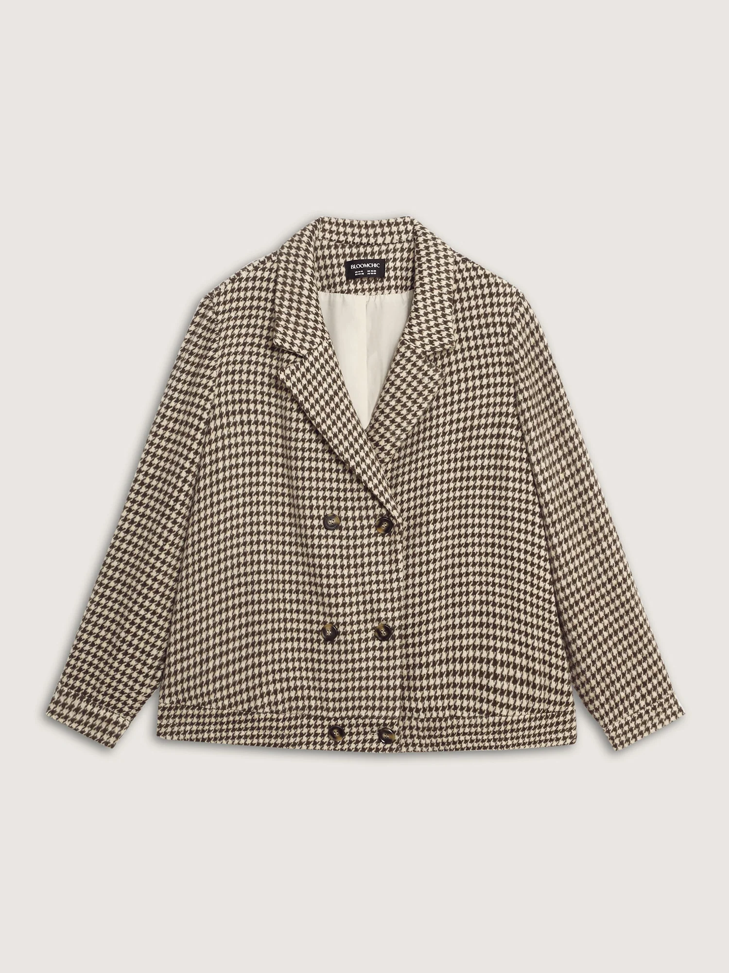 Houndstooth Fleece Pockets Button Jacket - Image 9