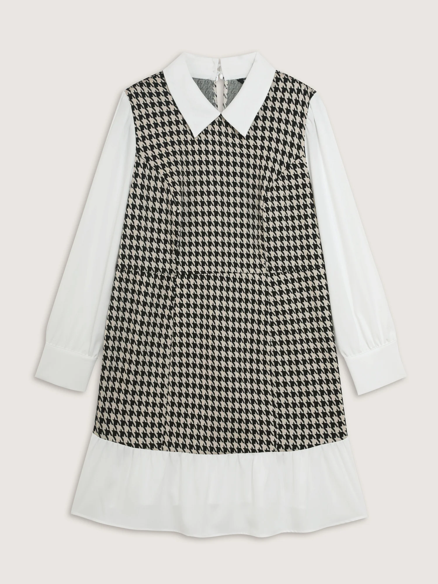 Houndstooth Layered Ruffled Knee Dress - Image 7