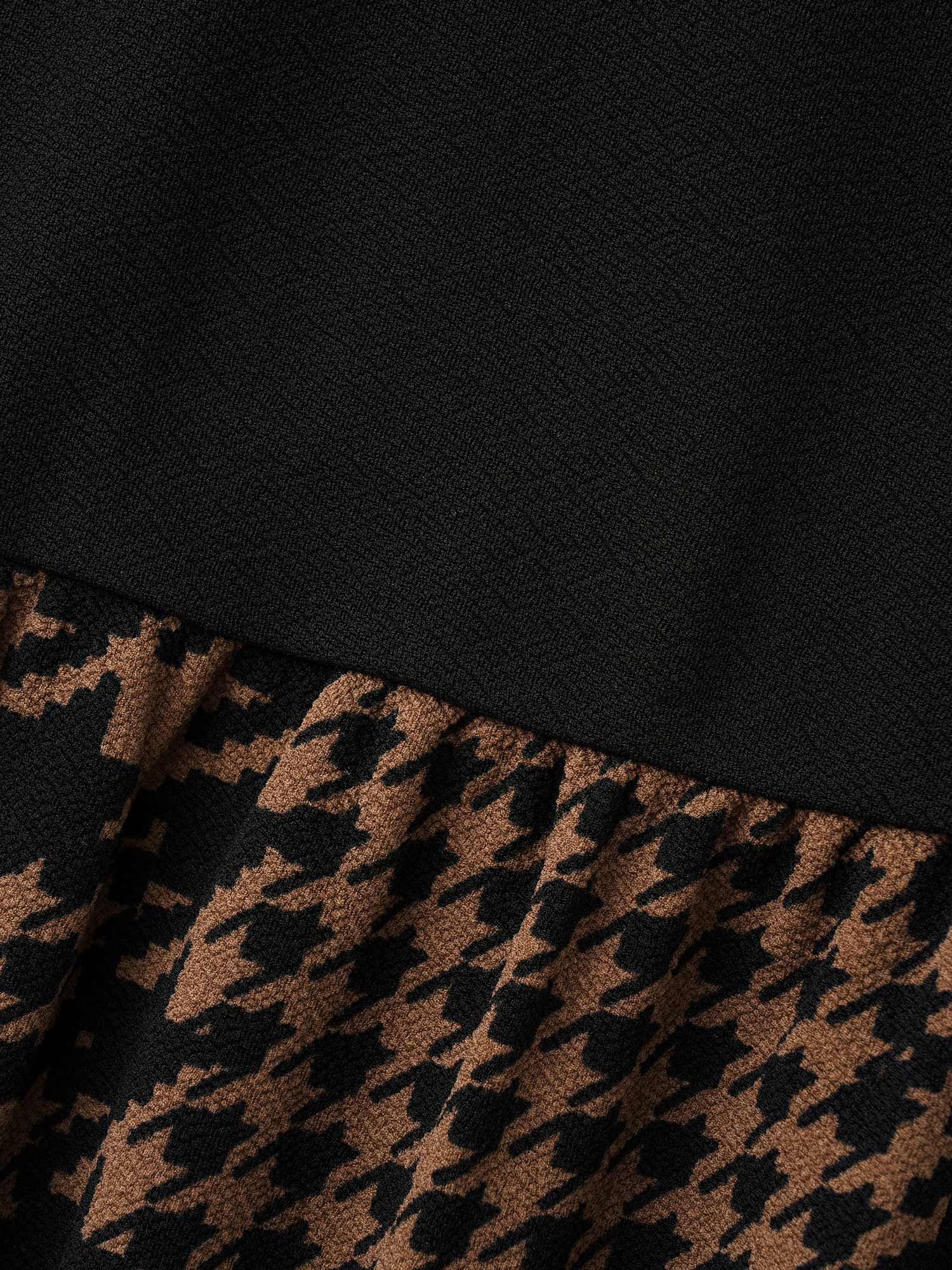 Houndstooth Patchwork Cut Out Midi Dress - Image 6