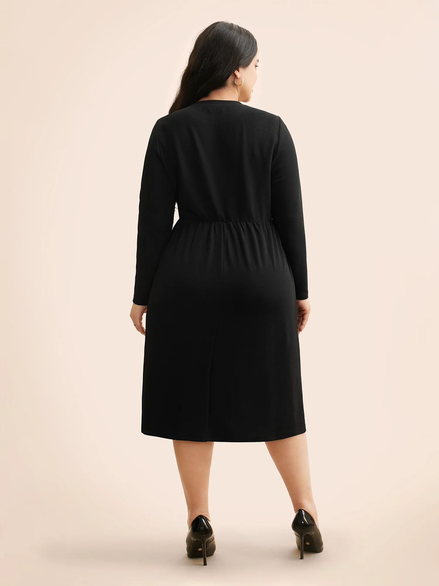 Houndstooth Patchwork Elastic Waist Dress - Image 4