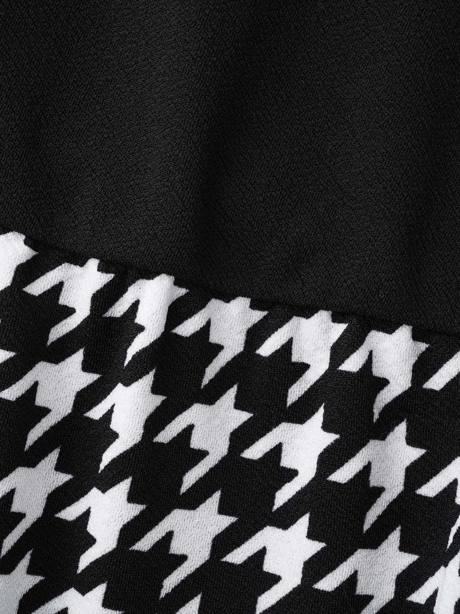 Houndstooth Patchwork Elastic Waist Dress - Image 5