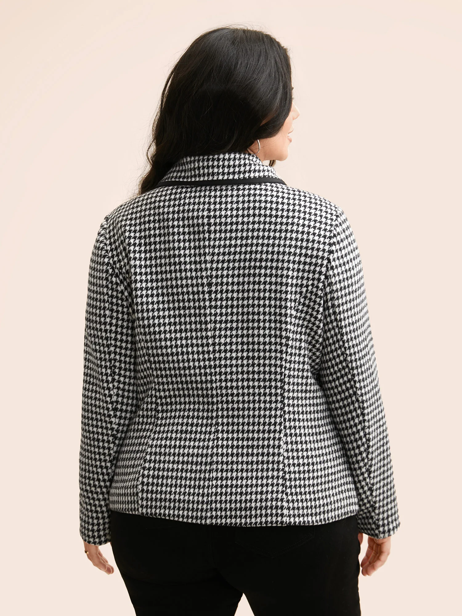 Houndstooth Tie Knot Woven Ribbon Jacket - Image 5