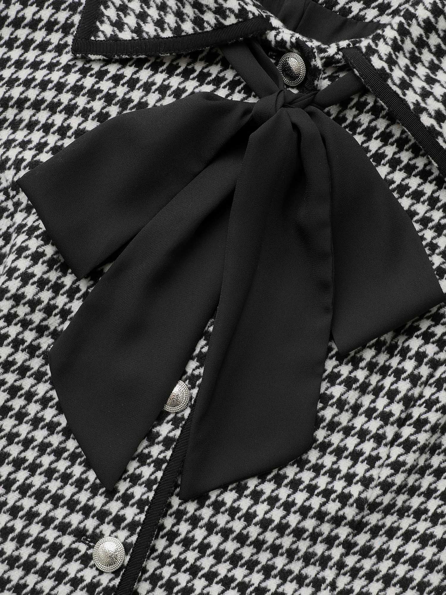 Houndstooth Tie Knot Woven Ribbon Jacket - Image 7