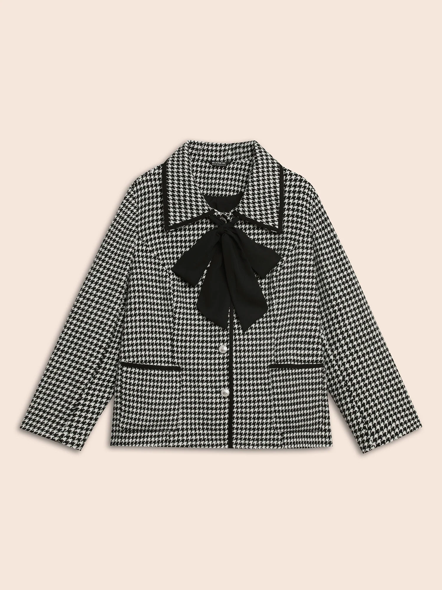 Houndstooth Tie Knot Woven Ribbon Jacket - Image 8