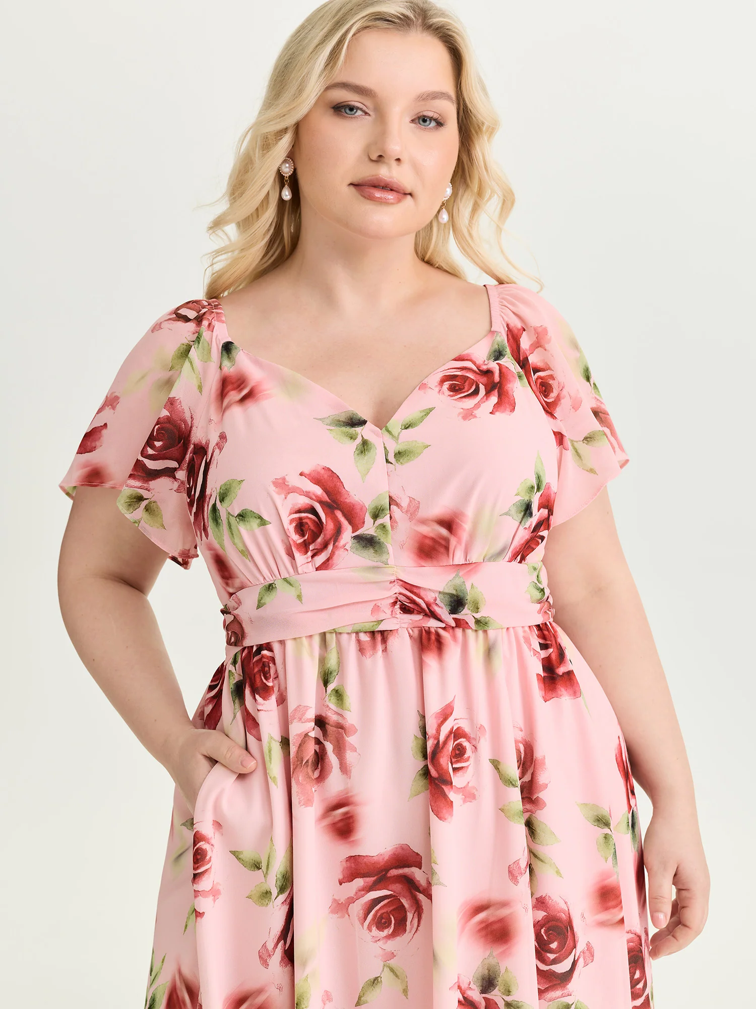 In Bloom Pleated Waist Flowy Maxi Dress - Image 2