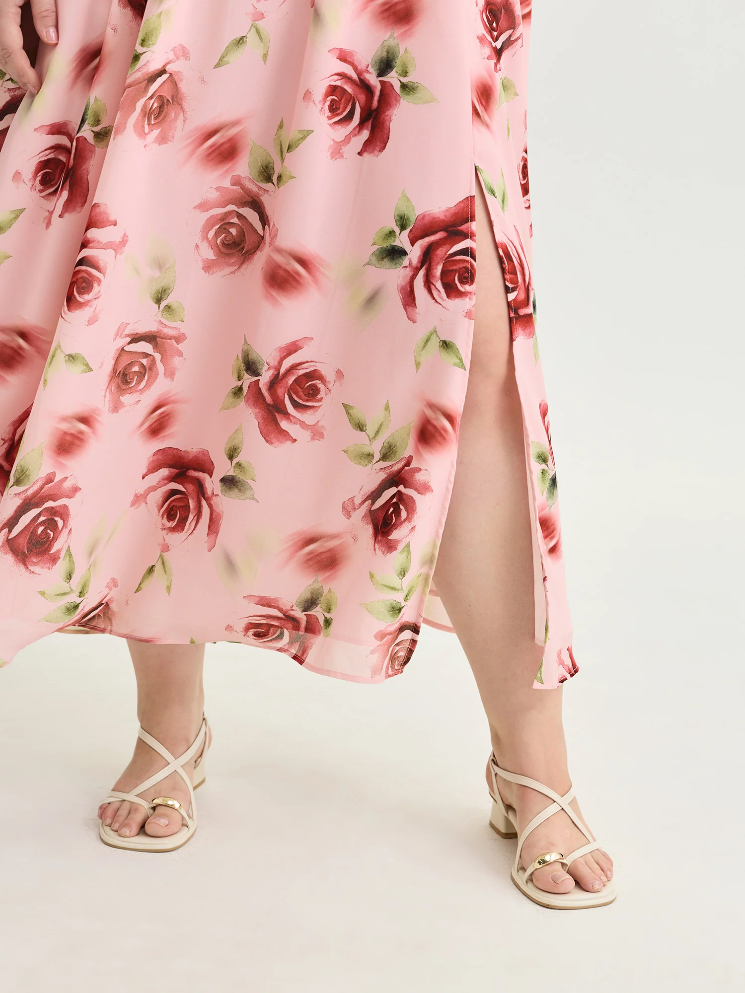 In Bloom Pleated Waist Flowy Maxi Dress - Image 4