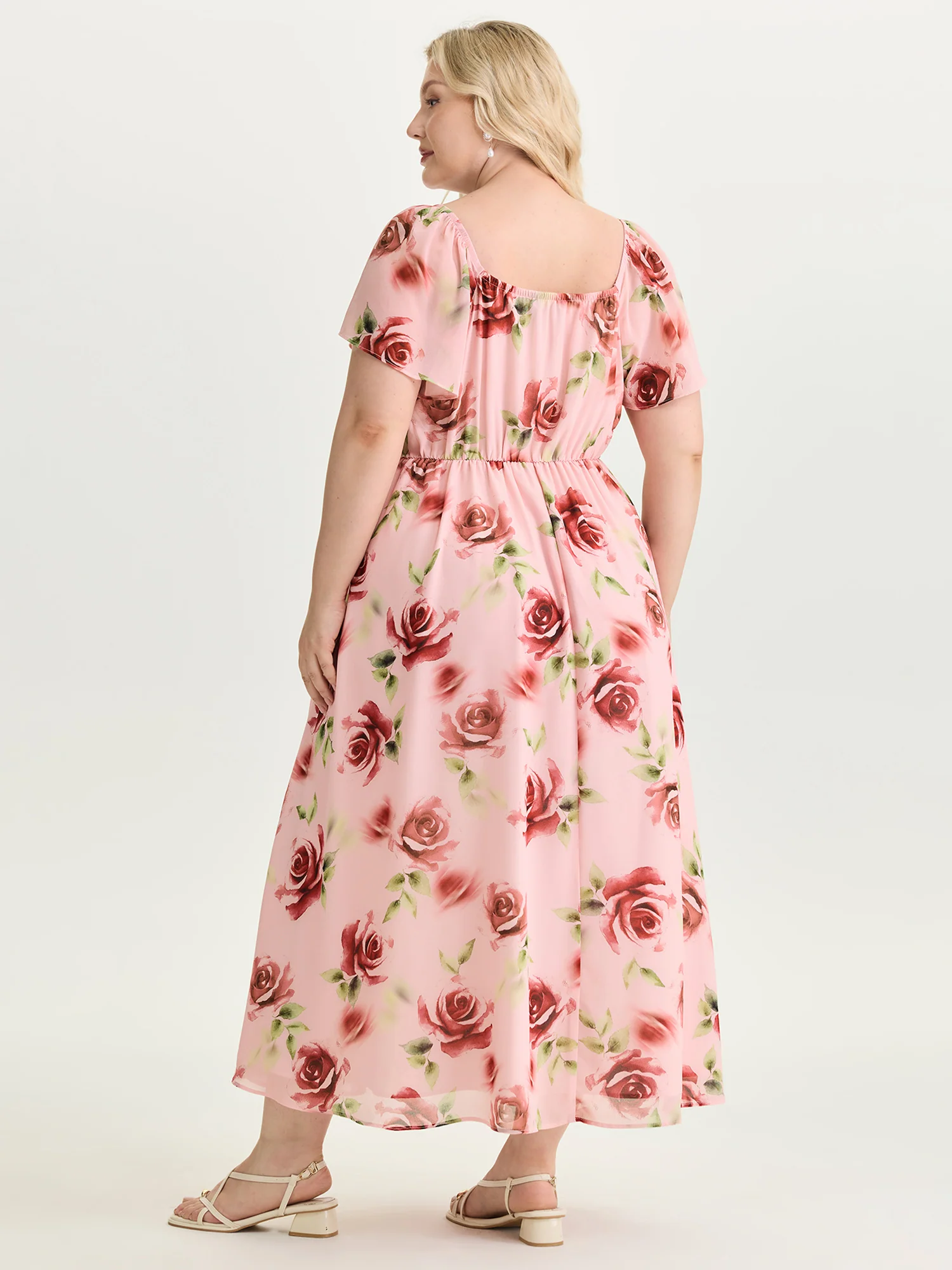 In Bloom Pleated Waist Flowy Maxi Dress - Image 5