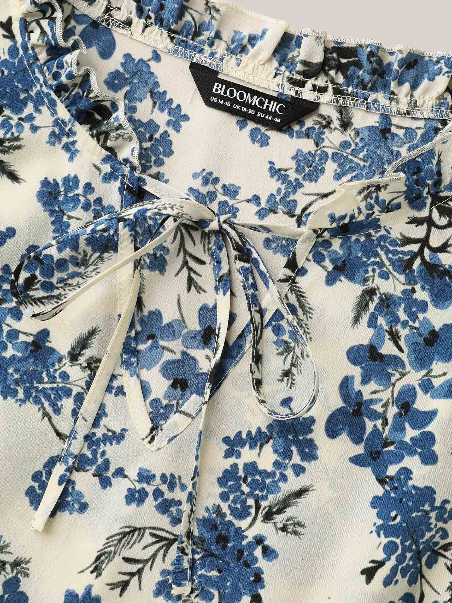 In Full Bloom Notched Collar Pockets Midi Dress - Image 5