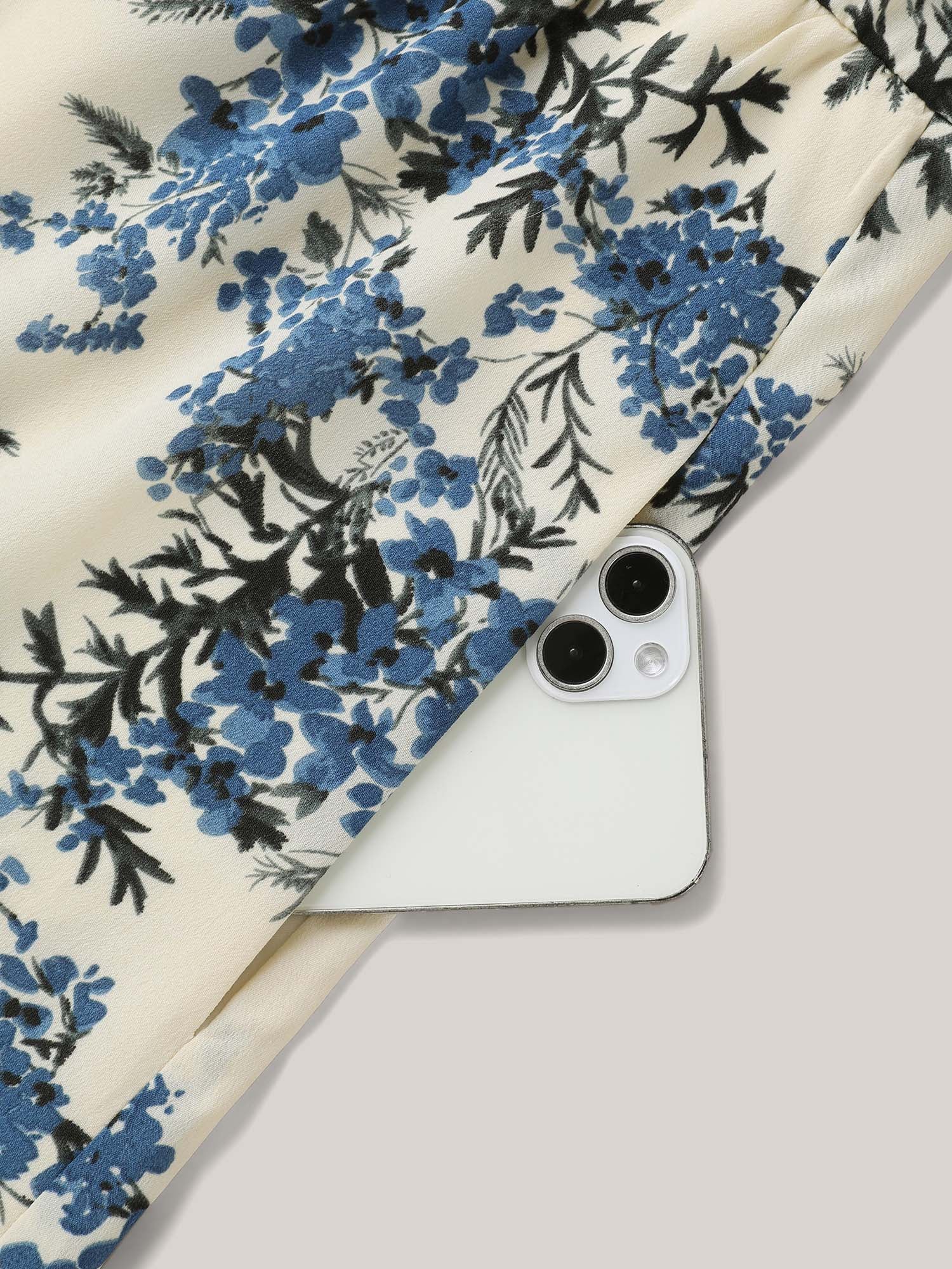 In Full Bloom Notched Collar Pockets Midi Dress - Image 6