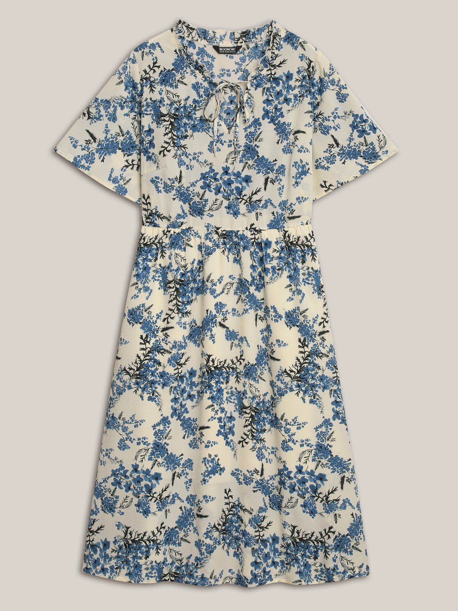 In Full Bloom Notched Collar Pockets Midi Dress - Image 7