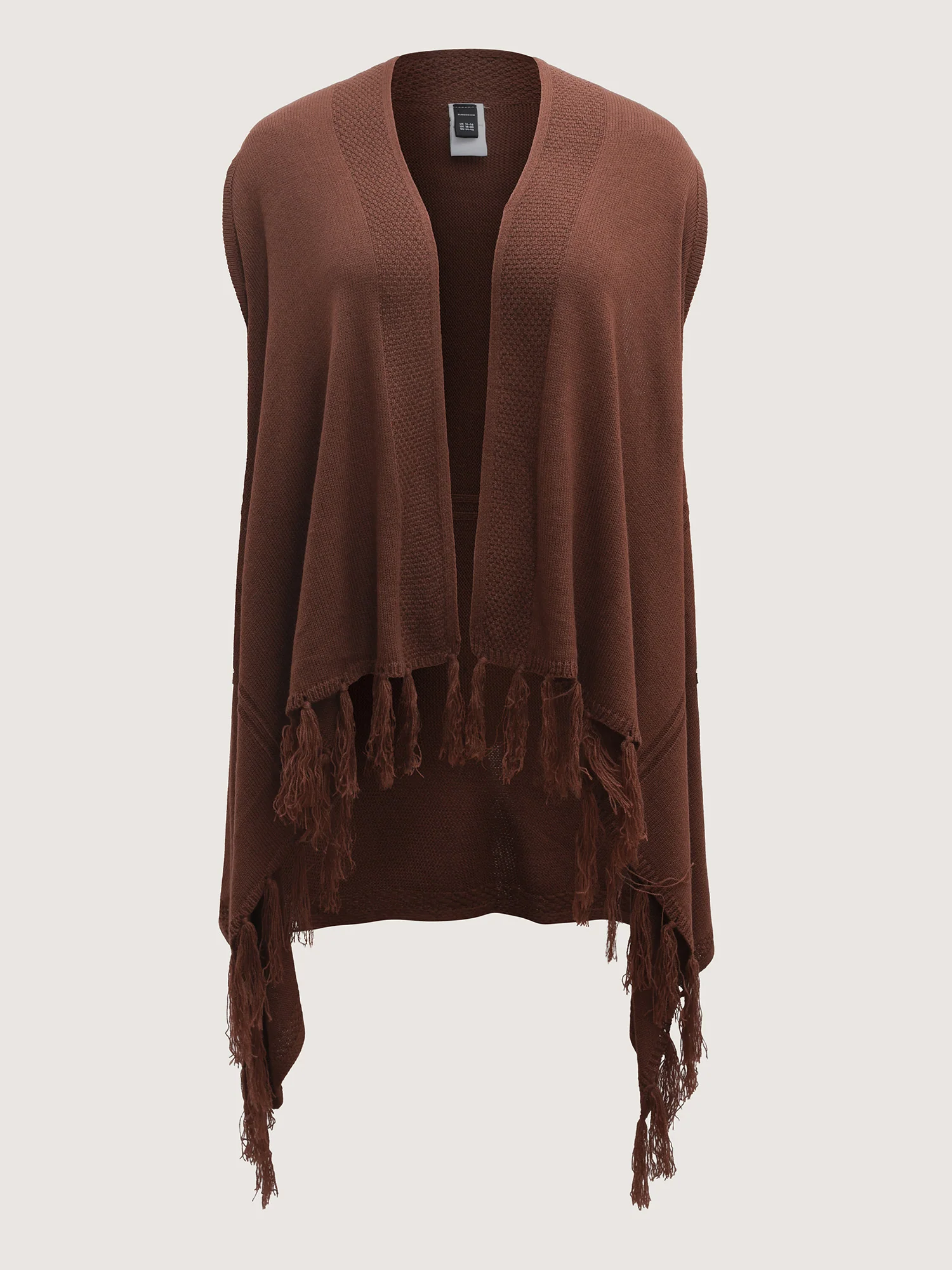 Irregular Hem Sleeveless Tassel Cardigan - Image 7