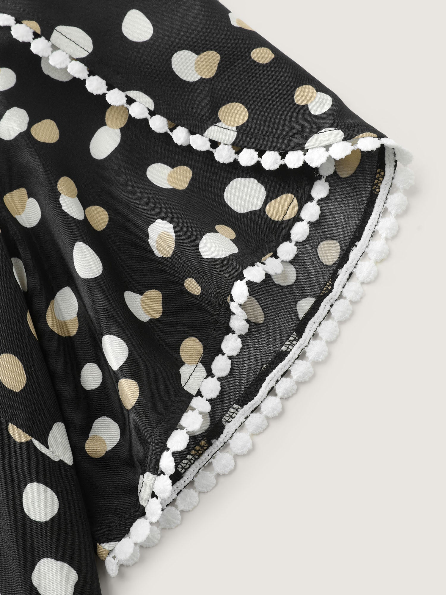 Irregular Polka Dots Print Lace Trim Blouse - Image 5