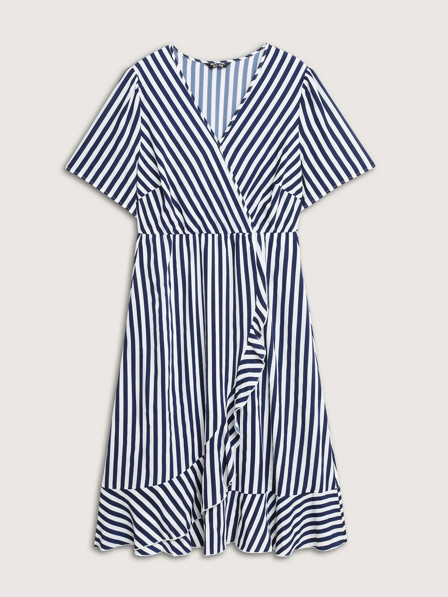 Irregular Stripes High-Waist Pockets Midi Dress - Image 7