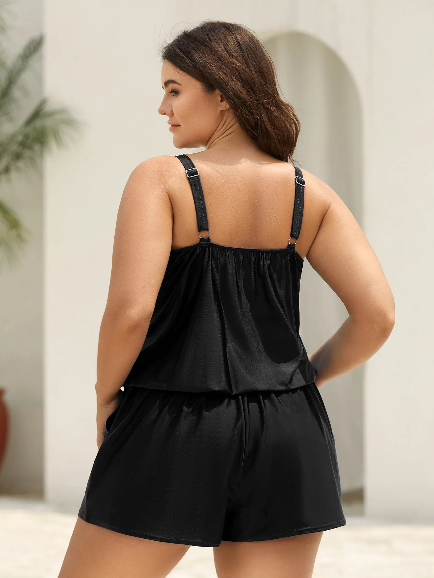 Island Pattern Pockets One-Piece Swimsuit - Image 2