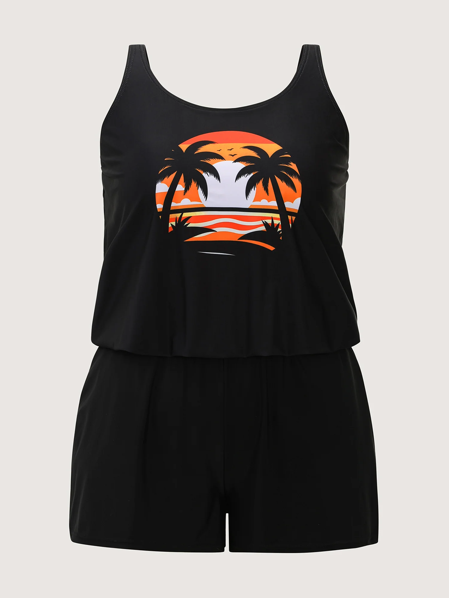Island Pattern Pockets One-Piece Swimsuit - Image 7