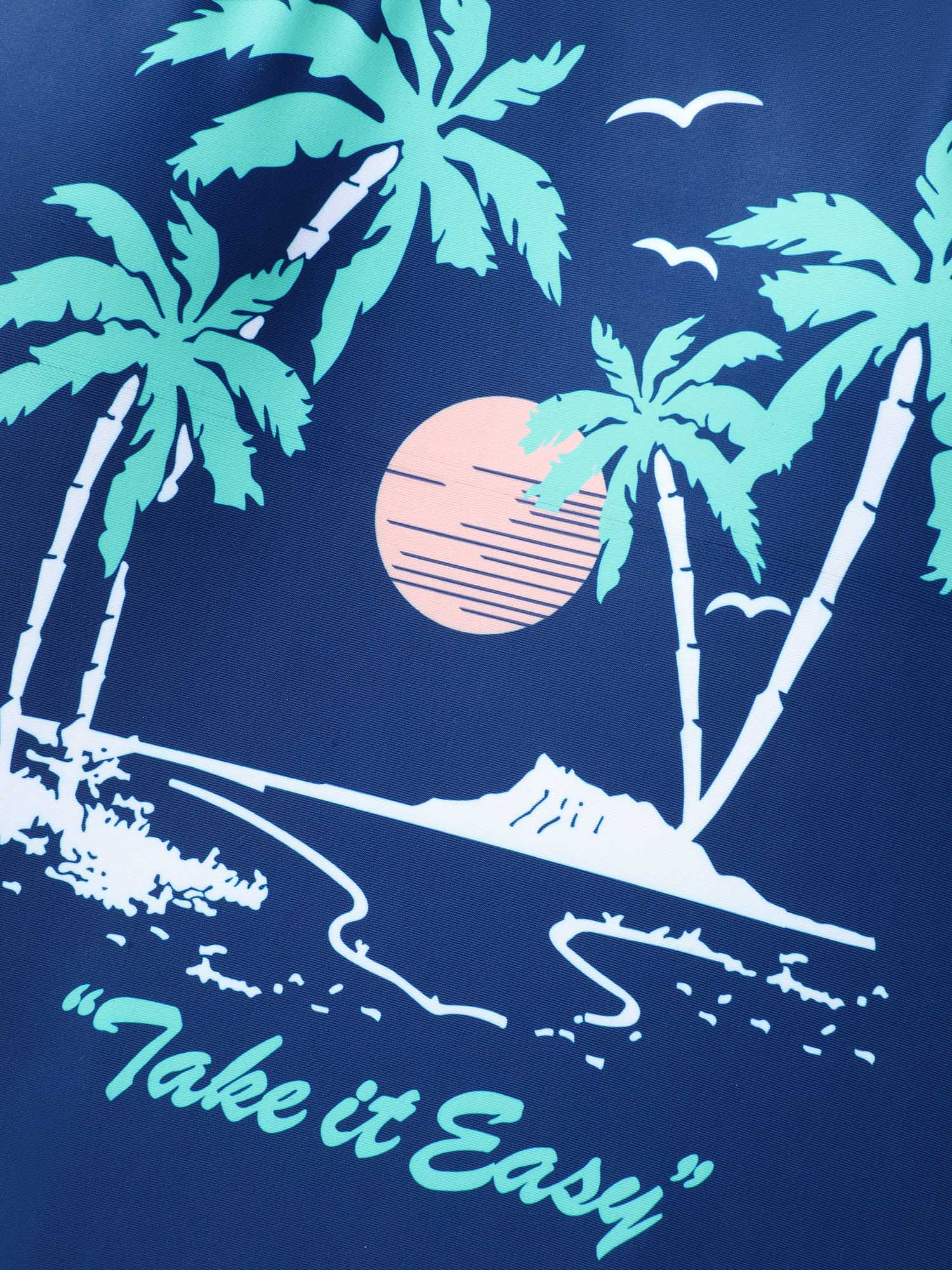 Island Print Non-Removable Cups Swim Top - Image 5