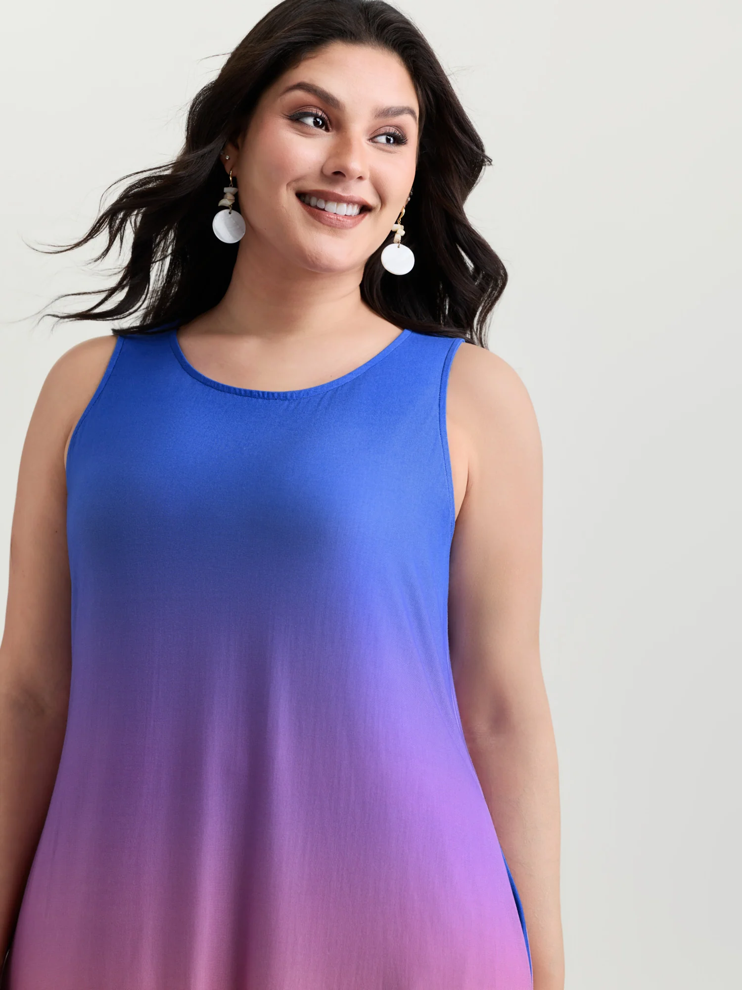 Island Print Ombre Sleeveless Midi Dress - Image 2
