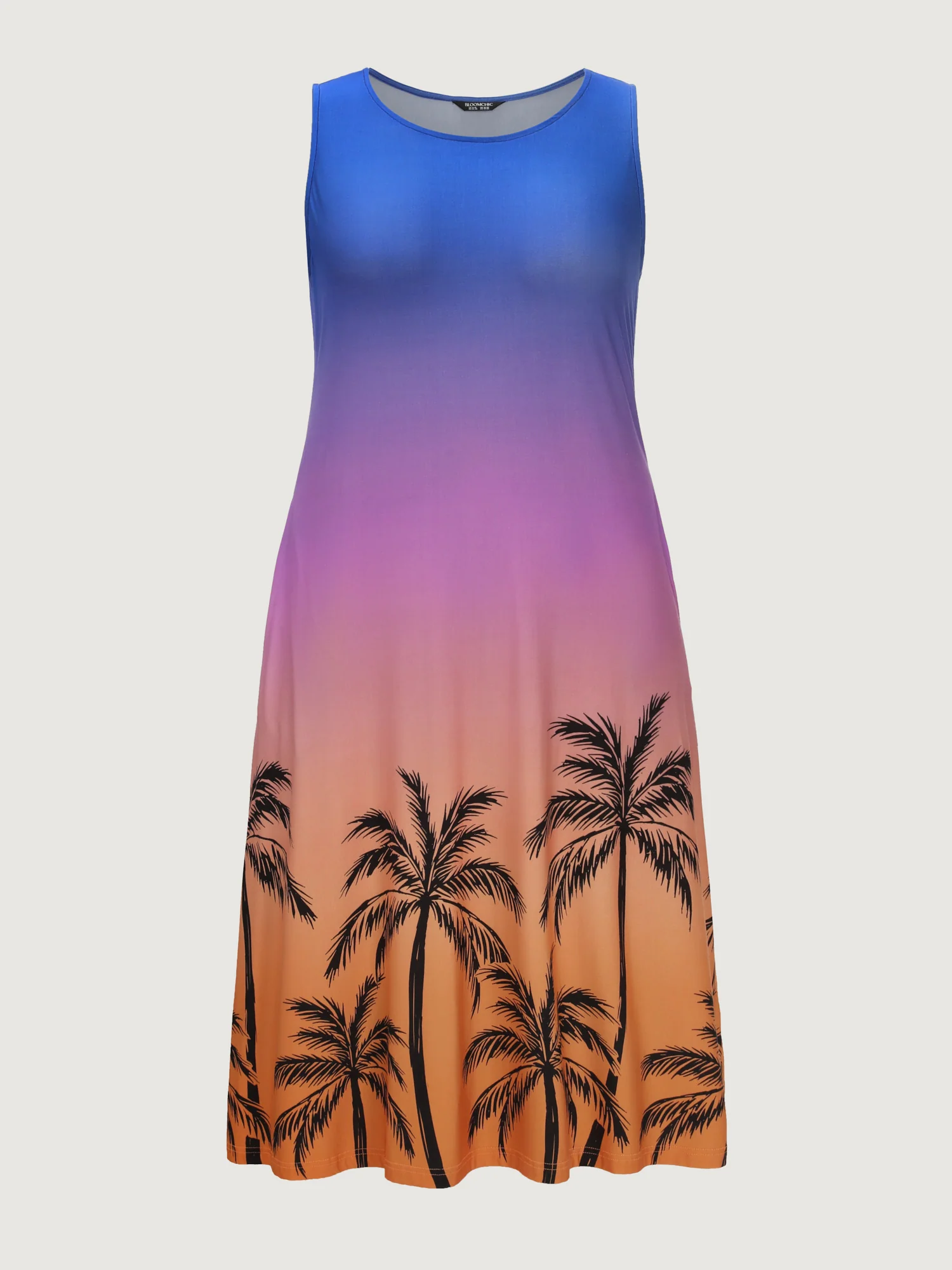 Island Print Ombre Sleeveless Midi Dress - Image 7
