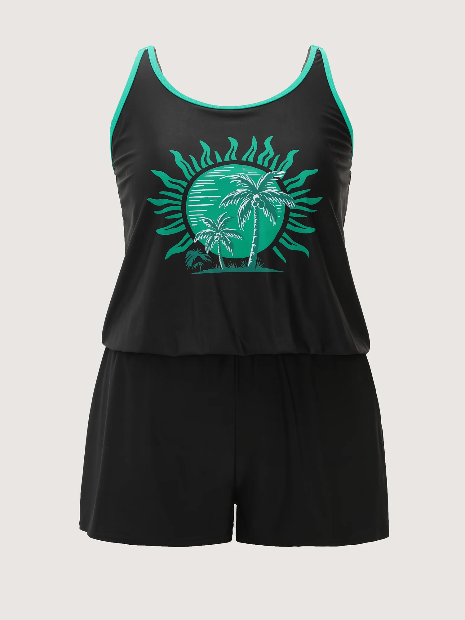 Island Print Pockets One-Piece Swimsuit - Image 8