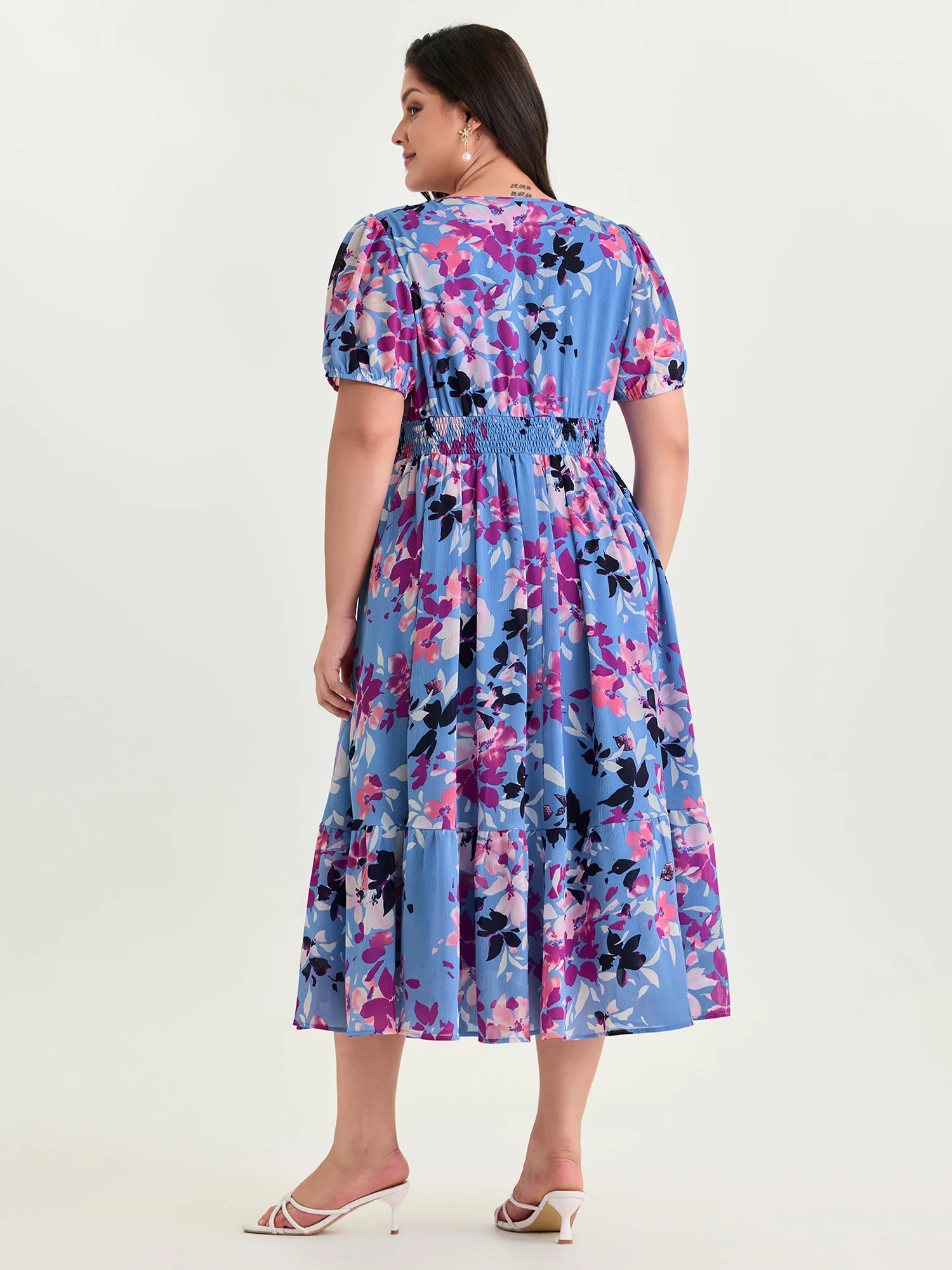 Island-Ready Floral Print V-Neckline Maxi Dress - Image 3